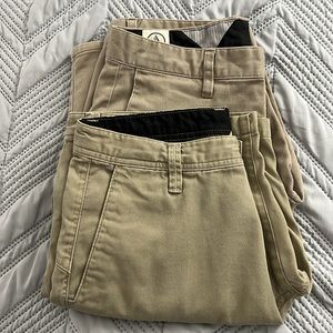 2x Volcom Men's Bermuda Chino Shorts Sz 29 Tan Corpo Class Cotton Blend